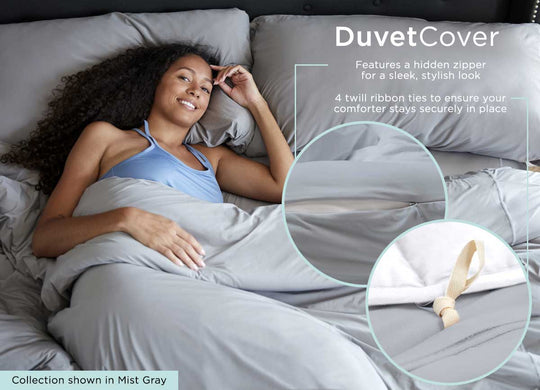 Midnight Label Duvet Cover Infographic #choose-your-color_porcelain