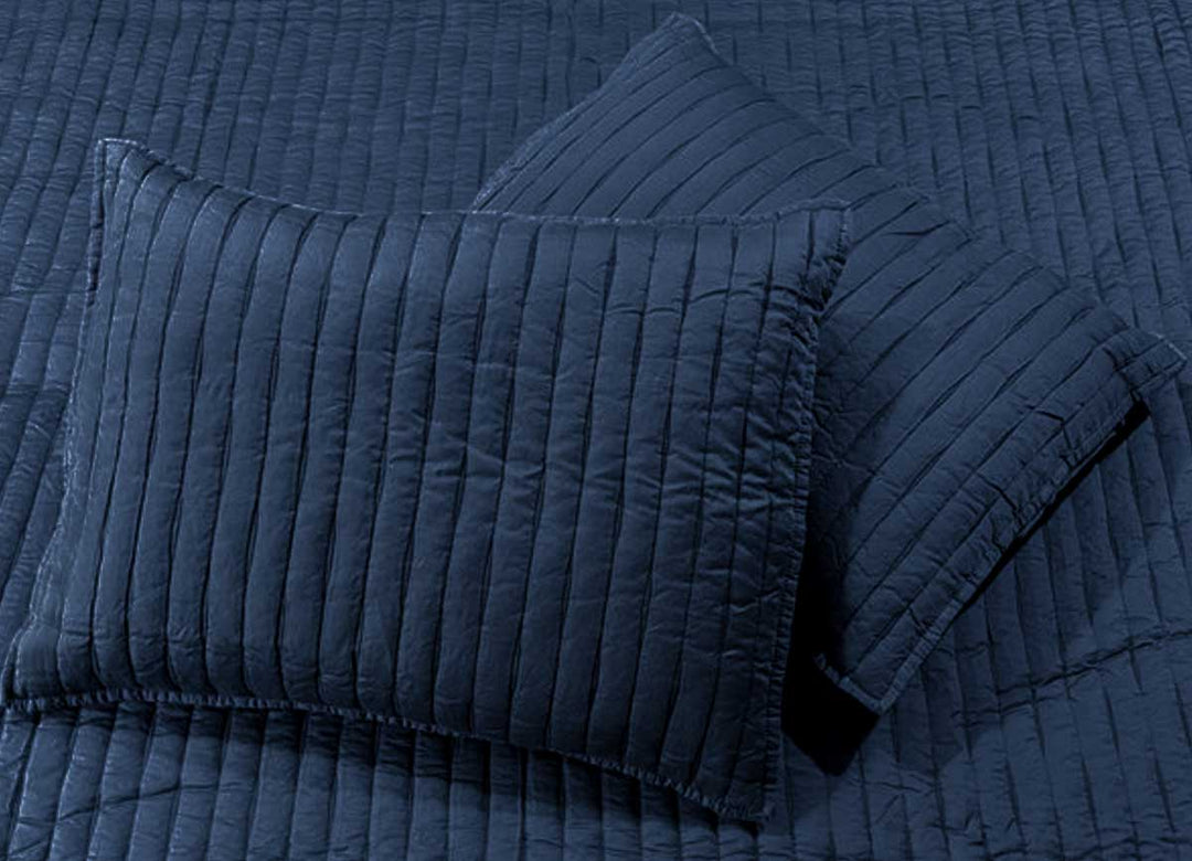 Arctic Quilt Set in denim detail shot to show pillow shams. #choose-your-color_denim