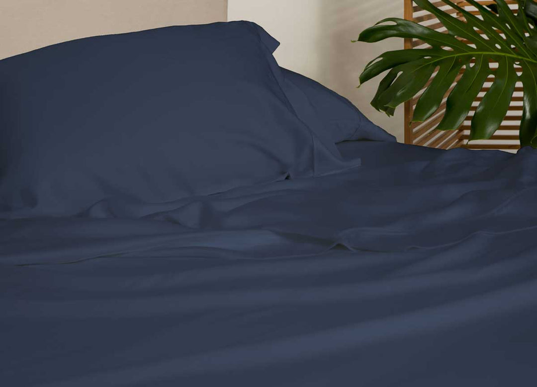 Lifestyle of ARCTIC AIRE•MAX Sheet Set shown in Denim #choose-your-color_denim