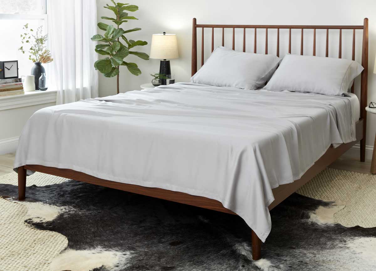 Lifestyle of ARCTIC AIRE•MAX Sheet Set shown in Silver #choose-your-color_silver