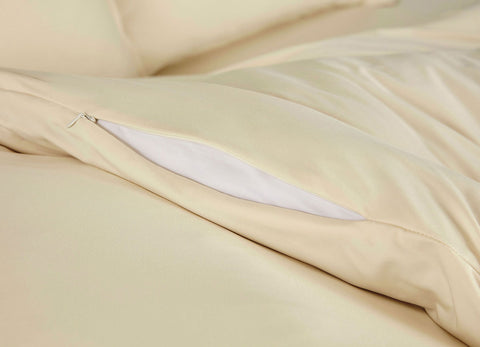 Ecru Duvet Cover close up of hidden zipper #choose-your-color_ecru