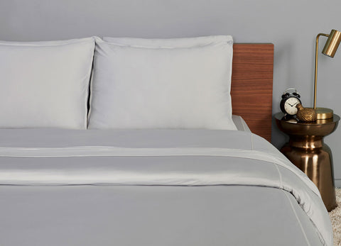 Pearl Blue  Duvet Cover on bed in room #choose-your-color_pearl-blue