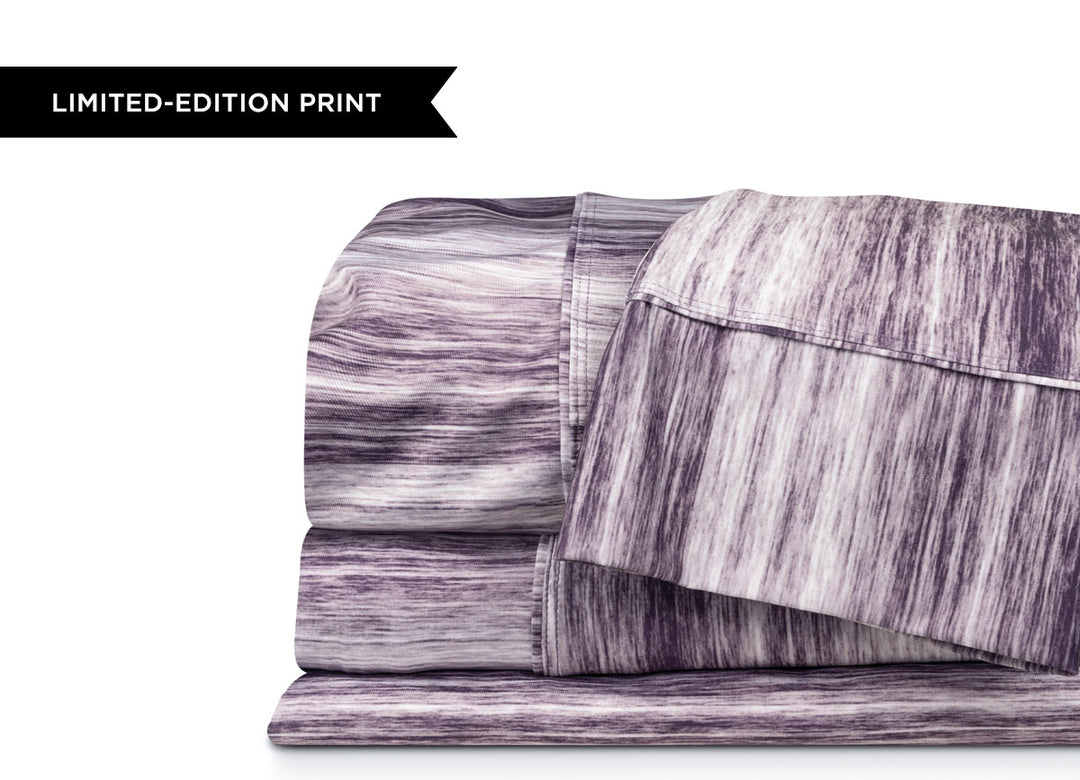 Original Performance Sheet Set stack image Shown in Royal Plum Shadow Stripe #choose-your-color_royal-plum-shadow-stripe