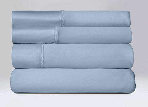 Active Comfort Sheet Set shown in stack #choose-your-color_blue-sky