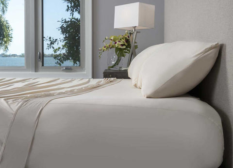 Active Comfort Sheet Set shown on bed #choose-your-color_parchment