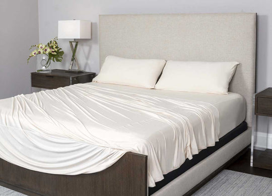 Active Comfort Sheet Set shown on bed #choose-your-color_parchment