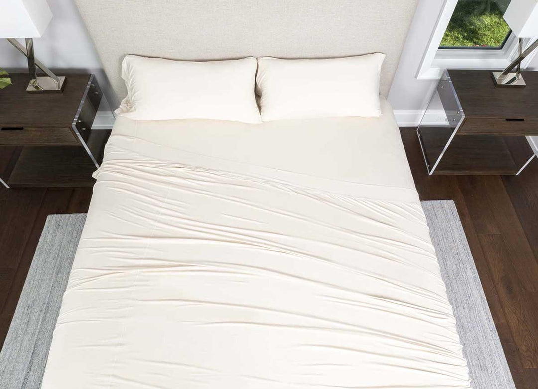 Active Comfort Sheet Set shown on bed #choose-your-color_parchment