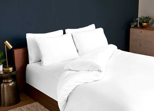 Studio Tech Bedding in Bright White in room environment